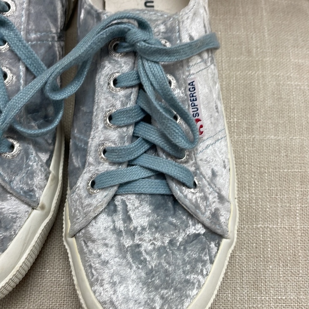 Superga Crushed Baby Blue Velvet Sneaker - Picture 7 of 7
